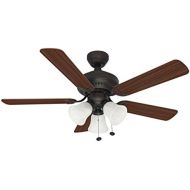 Litex E-BLR44ABZ5C Balmoral Collection 44-Inch Ceiling Fan with Five Reversible MahoganyDark Oak Blades and Three Light Kit with Alabaster Glass