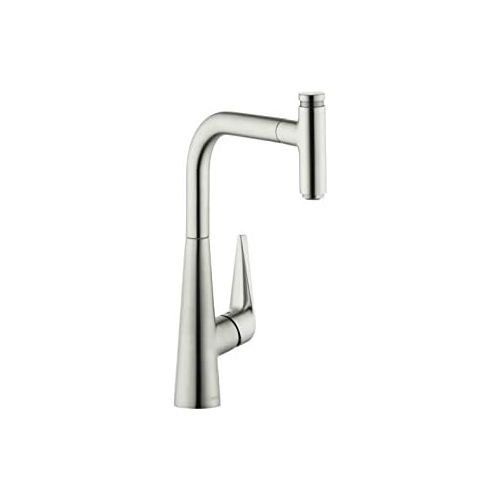  hansgrohe Talis Select S Easy Install 1-Handle 16-inch Tall Stainless Steel Kitchen Faucet with Pull Down Sprayer Magnetic Docking Spray Head in Steel Optic, 72821801