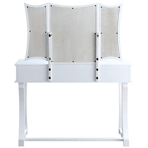  Acme Furniture ACME Popidia Vanity Set - - Tan Fabric & White