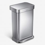 [아마존핫딜][아마존 핫딜] Simplehuman simplehuman 45 Liter / 12 Gallon Stainless Steel Rectangular Kitchen Step Trash Can with Liner Pocket, Brushed Stainless Steel