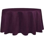 Ultimate Textile -2 Pack- Bridal Satin 108-Inch Round Tablecloth, Aubergine Eggplant Purple