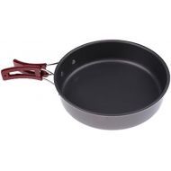 MagiDeal Camping Pan with Folding Handle Non-Stick Frying Pan Steak Pan Grill Pan Pot Camping Picnic Excursion Cookware
