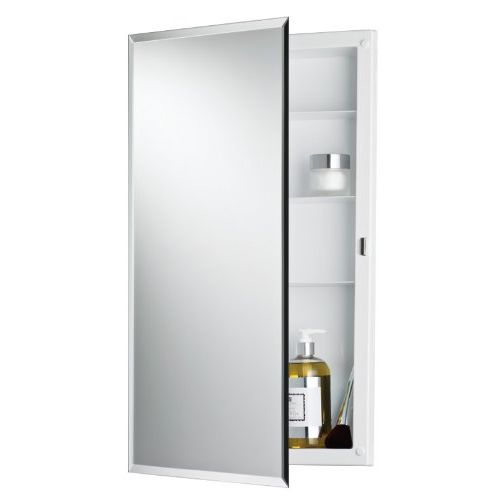  Jensen 781053 Builder Series Frameless Medicine Cabinet with Polished Edge Mirror, 16-Inch by 26-Inch by 3-34-Inch