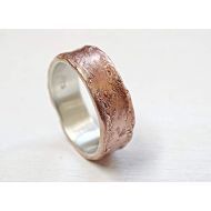 CrazyAss Jewelry Designs bronze ring silver band cool mens ring anniversary gift, mens wedding ring bronze, richly structured ring bronze engagement ring, wood grain ring