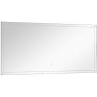 Transolid TLMF4722 Finn Rectangular Horizontally Mounted LED-Lighted Frameless Contemporary Wall Mirror with Touch Sensor - Fits 48-in. Vanity, W x 22-in H, Silver