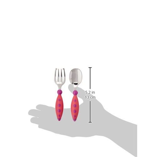 누크 NUK Gerber Graduates Safety Fork and Spoon Set in Assorted Colors, 2-Piece Set