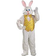 Rubie%27s Adult White Easter Bunny Costume With Mascot Head and Yellow Vest