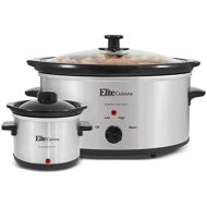 Elite Cuisine MST-500D Maxi-Matic 5 Quart Slow Cooker with Dipper, Black (Stainless Steel)