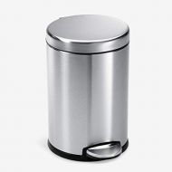 [아마존베스트]Simplehuman simplehuman 4.5 Liter / 1.2 Gallon Compact Round Bathroom, Brushed Stainless Steel trash can
