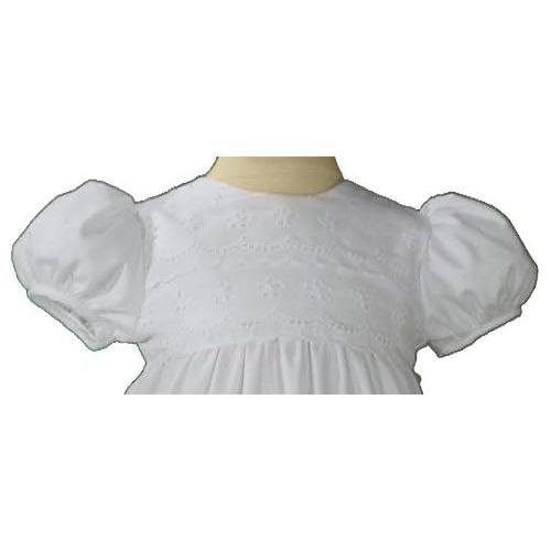  Little Things Mean A Lot White Cotton Christening Baptism Gown with Lace Border with Bonnet