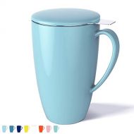Sweese 2101 Porcelain Tea Mug with Infuser and Lid, 15 OZ, Turquoise