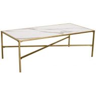 Ravenna Home Parker Coffee Table, 47.2W, Marble & Gold