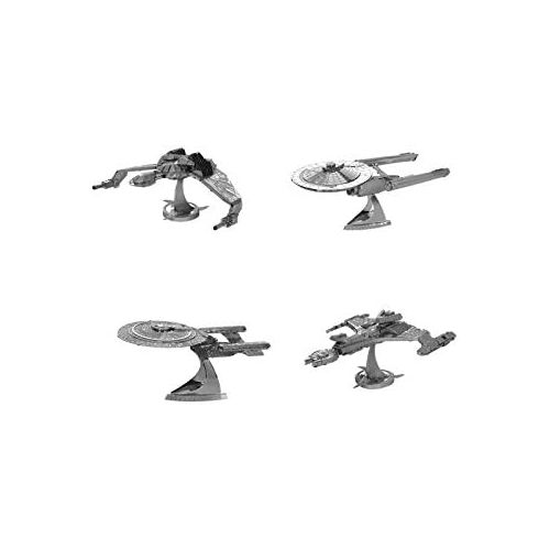  Fascinations Metal Earth 3D Model Kits - Star Trek Set of 4 - USS Enterprise NCC-1701D - Klingon VorCha Class - Klingon Bird-of-Prey - USS Enterprise NCC-1701
