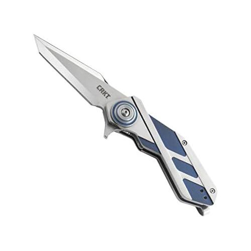 컬럼비아 Columbia River Knife & Tool CRKT Deviation Folding Pocket Knife: Distinctive, Futuristic Design, Dual Blade Finish, Tanto Point, IKBS Ball Bearing Pivot, Locking Liner, Two Tone Handle, Reversible Pocket Clip