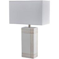 Rivet Modern Gold Criss-Cross Striped Ceramic Table Lamp, 21 x 13 x 13 , White