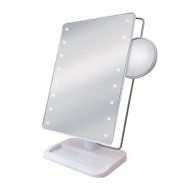 Sharper Image Large LED Mirror with Vanity Tray, White