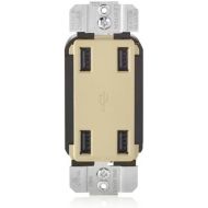 Leviton USB4P-I 4.2-Amp High Speed 4-Port USB Charger, Ivory