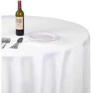 EMART Round Tablecloth, 90 inch Diameter White 100% Polyester Banquet Wedding Party Picnic Circle Table Cloths (6 Pack)