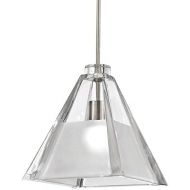 WAC Lighting MP-915-CFBN Tikal 1-Light Mini-Pendant, Brushed Nickel Finish with Clear Frosted Art Glass Shade