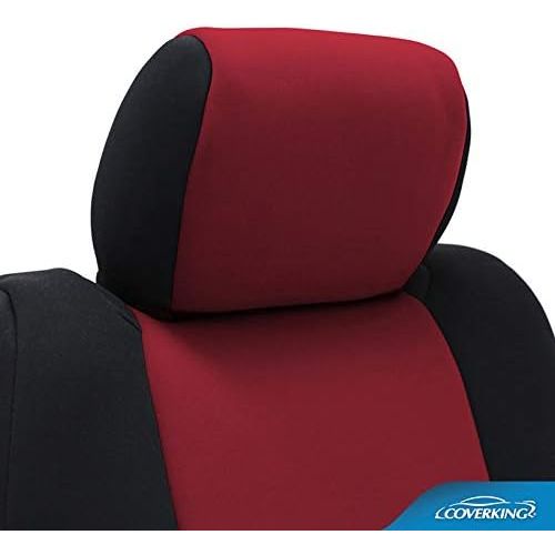  Coverking Custom Fit Front 40/20/40 Seat Cover for Select Chevrolet Silverado 1500/2500 Models - Neoprene (Red with Black Sides)