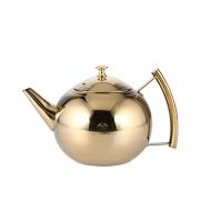 Coffee pot JXLBB Mirror Thick Stainless Steel Hotel Teapot With Strainer Coffee Teapot Induction Cooker Teapot Hotel Restaurant With Large Teapot (Capacity : 2L, Color : Gold)
