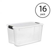 MRT SUPPLY 70 Quart Ultra Latch Storage Box with Lid & See-Through Base (16 Pack) with Ebook