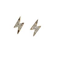 Nadean Designs Diamond Lightning Bolt Stud Earring- 14k Gold (.11ctw)-Genuine White Diamond