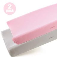 [아마존베스트]COSMOPLUS Stretchy Changing Pad Cover -2 Pack Stretchy Changing Pad Covers for Boys Girls,Universal Knit Fitted for Standard Baby Changing Pad,Gray Pink