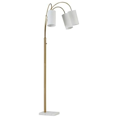  Rivet 3-Light Marble and Brass Arc Floor Lamp, With Bulbs , 79 x 27 x 21