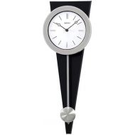 Seiko Wall Pendulum Clock Silver-Tone Case on Black Solid Wood Base