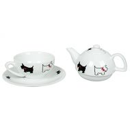 CBE Black and White Scottie Dogs Tea Pot for One