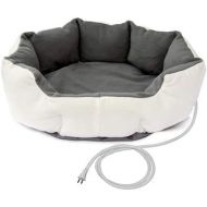 ALEKO PHBED21M Electric Thermo-Pad Heated Pet Bed for Dogs and Cats 26 x 26 x 8 Inches Gray and White