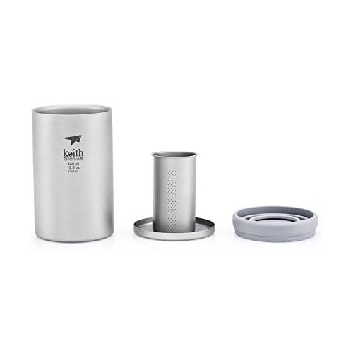  Visit the Keith Titanium Store Keith Titanium Ti3521 Double-Wall Mug with Tea Infuser  15.2 fl oz (Gray)