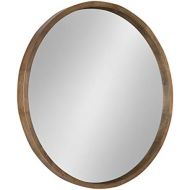 Kate and Laurel Hutton Round Wood Framed Accent Mirror, 30 Diameter, Rustic Brown