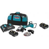 Makita XAG12PT1 18V X2 LXT Lithium-Ion (36V) Brushless Cordless 7 Paddle Switch Cut-OffAngle Grinder Kit, with Electric Brake (5.0Ah) and Two Extra BL1850B 18V Batteries