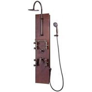 PULSE ShowerSpas 1016 Mojave ShowerSpa Panel with 8 Rain Showerhead, 8 Body Spray Jets, 5-Function Hand Shower, Glass Shelf and Tub Spout, Hand Hammered Copper with Oil Rubbed Bron