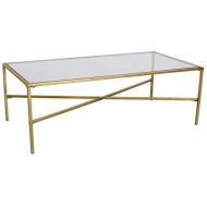 Ravenna Home Parker Coffee Table, 47.2W, Glass & Gold