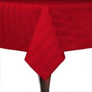 Ultimate Textile -2 Pack- Satin-Stripe 60 x 144-Inch Rectangular Tablecloth, Red
