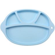 STOBOK Silicone Divided Plates Baby Feeding Bowls Dishes for Toddler Kids (Blue)