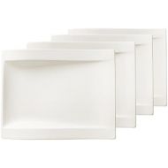 [아마존베스트]Villeroy & Boch Newwave Rectangular Salad Plate 26x20cm (25252646) Elegant Premium Porcelain, Curved Shape Suitable for 4Persons4x Plate, White, 31.7x