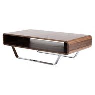 Limari Home Gamble Collection Modern Living Room and Den Contemporary Coffee Table with Stainless Steel Legs, Walnut