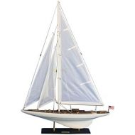 Handcrafted Model Ships INT-R-35 Wooden Intrepid Model Sailboat Decoration - 35 in.