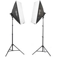 Fovitec - 2x 24x36 Softbox Continuous Lighting Kit w 3200 W Equivalent Total Output - [Includes Stands, Softboxes, Socket Heads, 14x 45W Bulbs]