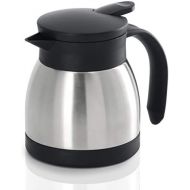 Xavax Isolierkanne 400 ml (kleine Kaffeekanne/Teekanne aus Edelstahl, Thermokanne mit Einhandbedinung und Griff) silber schwarz
