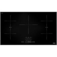 Smeg SIMU536B 37 Induction Cooktop with 5 High Light Radiant Element Black Suprema Glass Soft Touch Controls and 1 Variable Burner with 3 Adjustment Levels in