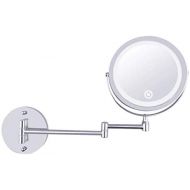 Ylmhe Wall Mount Makeup Mirror LED Lighted USB Bathroom Shaving Two Sided 10 Magnifying 360° Swivel Extendable Touch Dimming
