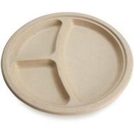 Earths Natural Alternative Eco-Friendly, Natural Compostable Plant Fiber 10 3-Compartment Plate, Natural, 125 Count