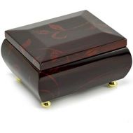 MusicBoxAttic Music Box with Small Jewelry Case for Rings, Earrings - 18 Note Music Box with 454 Song Choices, Floral Burgundy Jewelry Box with Compartment, Ring Rolls, for Women and Girls
