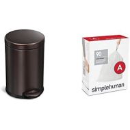 [아마존베스트]Simplehuman simplehuman 4.5 litre round step can dark bronze steel + code A 90 pack liners