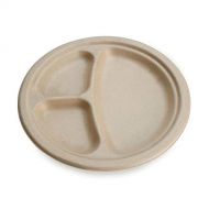 Earths Natural Alternative Eco-Friendly, Natural Compostable Plant Fiber 9 3-Compartment Plate, White, 125 Count
